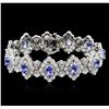 Image 1 : 14KT White Gold 7.92ctw Tanzanite and Diamond Bracelet