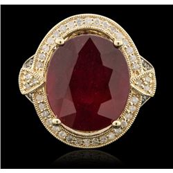 14KT Yellow Gold 13.80ct Ruby and Diamond Ring