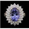 Image 1 : 14KT Yellow Gold 4.07ct Tanzanite and Diamond Ring