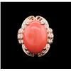 Image 1 : 14.35ct Pink Coral and Diamond Ring - 14KT Rose Gold