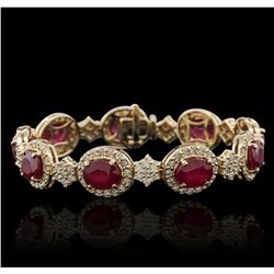 14KT Yellow Gold 17.91ctw Ruby and Diamond Bracelet