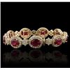 Image 2 : 14KT Yellow Gold 17.91ctw Ruby and Diamond Bracelet