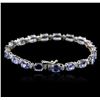 Image 2 : 14KT White Gold 14.00ctw Tanzanite and Diamond Bracelet
