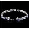 Image 3 : 14KT White Gold 14.00ctw Tanzanite and Diamond Bracelet