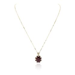 14KT Yellow Gold 1.12ctw Ruby and Diamond Pendant With Chain