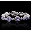 Image 1 : 14KT White Gold 21.00ctw Tanzanite and Diamond Bracelet