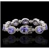 Image 2 : 14KT White Gold 21.00ctw Tanzanite and Diamond Bracelet