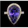 Image 1 : 14KT Yellow Gold GIA Certified 8.69ct Tanzanite and Diamond Ring