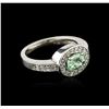 Image 2 : 14KT White Gold 0.84ct Green Tourmaline and Diamond Ring