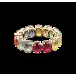 8.93ctw Multicolor Sapphire and Ruby Ring - 14KT Yellow Gold