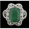 Image 1 : 14KT White Gold 6.84ct Emerald and Diamond Ring