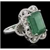 Image 2 : 14KT White Gold 6.84ct Emerald and Diamond Ring