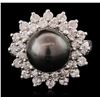 Image 1 : 14KT White Gold Pearl and Diamond Ring