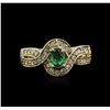Image 1 : 14KT Yellow Gold 0.82ct Emerald and Diamond Ring