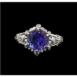 4.29ct Tanzanite and Diamond Ring - 14KT White Gold