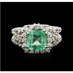 14KT White Gold 2.31ct Emerald and Diamond Ring