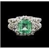 Image 1 : 14KT White Gold 2.31ct Emerald and Diamond Ring