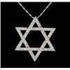 Image 1 : 14KT White Gold 0.79ctw Diamond Star David Pendant With Chain