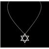 Image 2 : 14KT White Gold 0.79ctw Diamond Star David Pendant With Chain