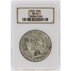 1922 NGC MS64 Peace Silver Dollar