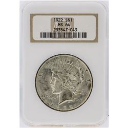 1922 NGC MS64 Peace Silver Dollar