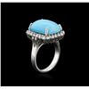 Image 3 : 14KT White Gold 8.79ct Turquoise and Diamond Ring