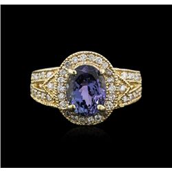 14KT Yellow Gold 2.70ct Tanzanite and Diamond Ring