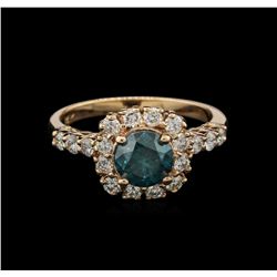 1.60ctw Fancy Green Diamond Ring - 14KT Rose Gold