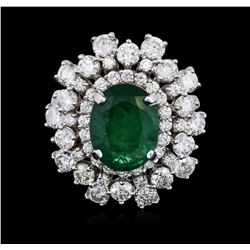 14KT White Gold 3.08ct Emerald and Diamond Ring