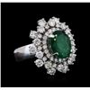 Image 2 : 14KT White Gold 3.08ct Emerald and Diamond Ring