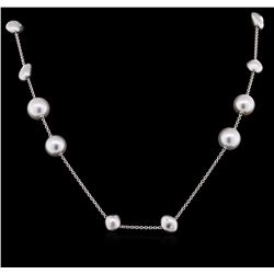 Pearl and Diamond Necklace - 18KT White Gold