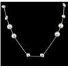 Image 1 : Pearl and Diamond Necklace - 18KT White Gold