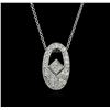 Image 1 : 14KT White Gold 0.75ctw Diamond Pendant With Chain