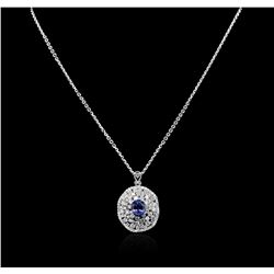 14KT White Gold 3.57ct Tanzanite and Diamond Pendant With Chain