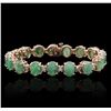 Image 2 : 14KT Rose Gold 20.90ctw Emerald and Diamond Bracelet