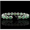 Image 3 : 14KT Rose Gold 20.90ctw Emerald and Diamond Bracelet