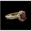 Image 2 : 14KT Yellow Gold 1.56ct Ruby and Diamond Ring