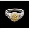 Image 1 : 1.27ctw Fancy Yellow Diamond Ring - 18KT Two-Tone Gold