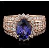Image 1 : 14KT Rose Gold 3.16ct Tanzanite and Diamond Ring