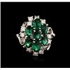 Image 1 : 14KT White Gold 2.55ctw Emerald and Diamond Ring