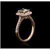 Image 3 : 14KT Rose Gold 1.66ctw Fancy Yellowish Green Diamond Ring