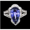 Image 1 : 14KT White Gold 5.64ct Tanzanite and Diamond Ring