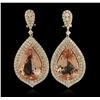 Image 1 : 14KT Rose Gold 24.62 Morganite and Diamond Earrings