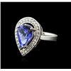 Image 2 : 14KT White Gold 4.18ct Tanzanite and Diamond Ring