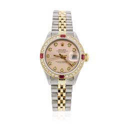 Rolex Two-Tone Diamond and Ruby DateJust Ladies Watch