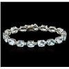 Image 1 : 14KT White Gold 18.87ctw Aquamarine and Diamond Bracelet
