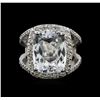 Image 1 : 14KT White Gold 7.07ct Aquamarine and Diamond Ring