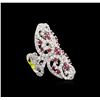 Image 2 : 1.30ctw Ruby and Diamond Ring - 14KT White Gold