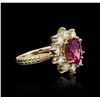 Image 2 : 14KT Yellow Gold 2.61ct Tourmaline and Diamond Ring