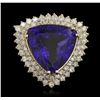 Image 1 : 14KT Yellow Gold 21.69ct GIA Cert Tanzanite and Diamond Ring